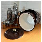 Vintage Ice Bucket and Cocktail Shakers