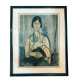 "Gypsy Woman With Baby 1919" by Amedeo Modigliani Framed Print