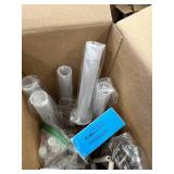 Assorted Science BOX - $100 Retail Value - Filter Paper, Graduated Cylinders, Clamps, Vials, Test Tubes, Lab Gas Valve