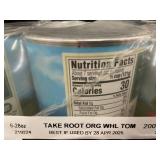 WY 3 - Pack of 6 Cans of Take Root Organics Whole Peeled Tomatoes