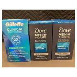 Lot of 3 Antiperspirants: Gillette and Dove Men+Care Clinical Protection