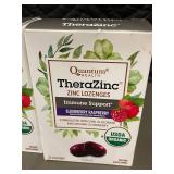 Set of 2 Boxes Quantum Health TheraZinc Elderberry Raspberry Lozenges