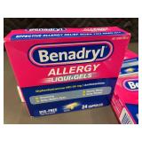 Set of 4 Benadryl Allergy LIQUI-GELS Dye-Free 24 Capsules Each