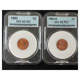 1983 Lincoln Cents MS68 Red