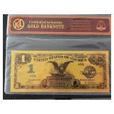 24K Gold $1 Dollar Silver Certificate