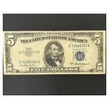 1953 A Blue Seal $5 Dollar Silver Certificate