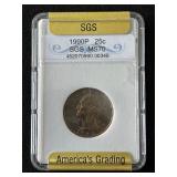 1990 Washington Quarter SGS MS70 Toned