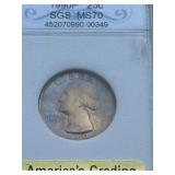 1990 Washington Quarter SGS MS70 Toned