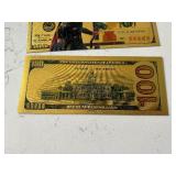 24K Gold Marvel Character $100 Dollar Bills