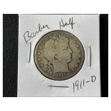 1911-D Barber Half Dollar 695,080 Minted