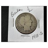 1913-S Barber Half Dollar 604,000 Minted