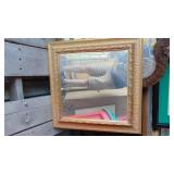 Vintage Beveled Mirror and Gold Square Mirror