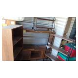 Entertainment Center, Wood Shelf, Small Shelf on Wheels and Metal Shelf