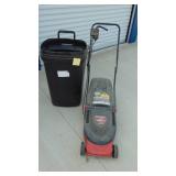 Yard Machine 13 in Electric Mower and Trash Can No Lid