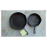 2- Cast Iron Pans, Small One is Taiwan and Large one is a #8 USA