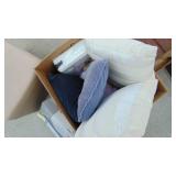 Storage Footstool, Twin Blow Up Mattress, Pillows and Sheets