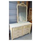 Vintage White Long Chest and Mirror