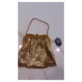 Whiting and Davis Mesh Handbag and Italian Silver Pin with Mosaic Inlay