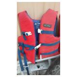 Lake Tube, life Jackets (2) and flotation Cushion.