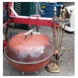Brass Fireplace Tools and Fire Pit Bowl.