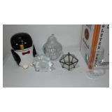 Toscany Floral Etched Decanter Set and Vintage Finger Bowls (6)