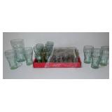 Toscany Floral Etched Decanter Set and Vintage Finger Bowls (6)