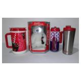 Coke Anniversary Bottles (2) Collectible Bear,  Baseball and Visor Style Hats (3) Wood Frames (4) and Print.