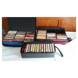Cassette Tape Variety with Carry cases (3) Journey, Billy Ray Cyrus, Randy Travis, Joan Jett, Clapton and more.