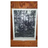 Heading for Timber by Scott Hayes, etched Marble.