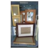 Assorted Picture frames in Sterilite 66 qt. Covered Tote