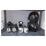 Wilson Baseball Helmets (2) and shoes.