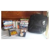 DVD/VHS/CD assortment with Samsonite Carry Bag.