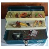Vintage tackle and tackle box.