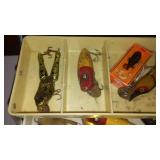 Vintage tackle and tackle box.