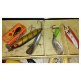 Vintage tackle and tackle box.