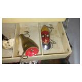 Vintage tackle and tackle box.