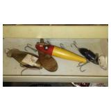 Vintage tackle and tackle box.