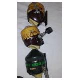 Berkly and Zebco Reels (5), Nets (2) and Rubbermaid Pro Series Tackle Box.