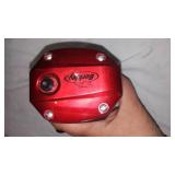 Berkly and Zebco Reels (5), Nets (2) and Rubbermaid Pro Series Tackle Box.