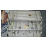 Plano Tackle Boxes (2), Frabill Dual Bait Bucket and Net.