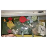 Plano Tackle Boxes (2), Frabill Dual Bait Bucket and Net.