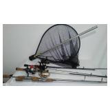 Rods and Reels (4) with net.