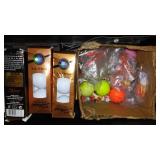Variety of Golf Balls, Clubs (10) and bats (2).