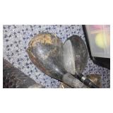 Variety of Golf Balls, Clubs (10) and bats (2).