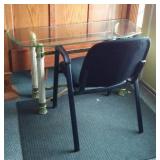 Small Glass Top Desk with Chair. 46 in. W x 17 in. D x 26 in.