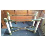 Small Glass Top Desk with Chair. 46 in. W x 17 in. D x 26 in.