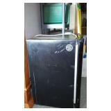 Mini Fridge And Storage Cabinet. 20 in. W x 22D x 33 in. T. (fridge) 24 in. W x 10 D x 66 in. T (Cabinet)