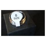 Silver Colored Ring Band with Wave Design.