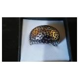 Silver Colored Ring Band with Wave Design.