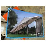 SunVilla 11 Round Cabana Stripe Aluminum Market Umbrella